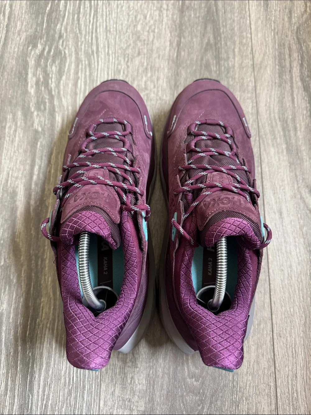 Hoka Kaha2 low GTX Women's Plum Trail Runner with Teal Accents
